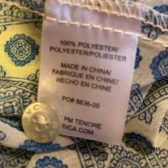 RVCA Sheer Long Sleeveless Button Down Top Or Cover Up Over Swimsuit/ Leggings - Picture 12 of 13